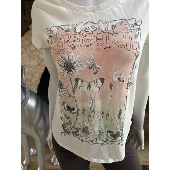 Lucky Brand Grateful Soft Short Sleeve Cream Shirt Women's Size Small - Picture 2 of 6